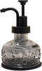 Glass Soap Dispenser, Farmhouse Style with Cylindrical Shape, Refillable Pump for Kitchen and Bathroom Countertop