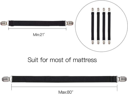 Adjustable Bed Sheet Clips, Heavy Duty Sheet Fasteners Holder Straps for Mattress, Sofa, Couch, Recliner