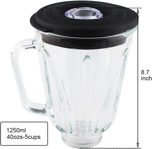 Replacement Parts 5 Cups Glass Jar with SPB-7CH-LR Collar and Blade, Compatible with Cuisinart Blender