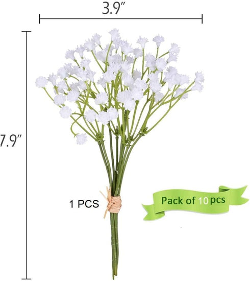 10Pcs 30 Bunches White Babys Breath Artificial Flowers - Real Touch Fake Gypsophila for Wedding Decor