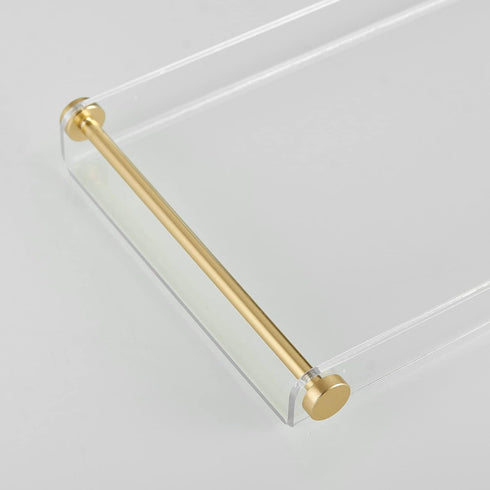 Beelee Bathtub Tray Clear Caddy Rack, Acrylic Tub Tray with Gold Rails for Book, Phone, Candle, Wine
