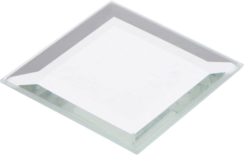 Plymor 1.5" Square Beveled Glass Mirror, 3mm Thick, Pack of 24