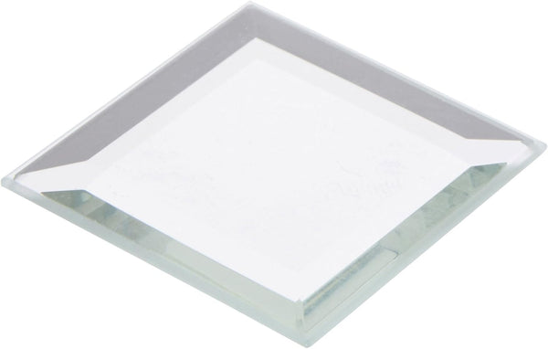 Plymor 1.5" Square Beveled Glass Mirror, 3mm Thick, Pack of 24