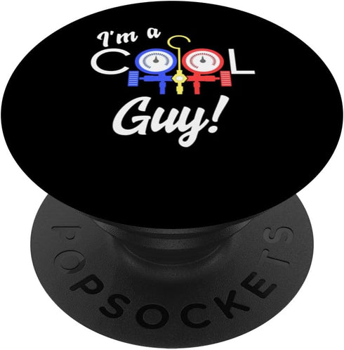 Cool Guy Air Conditioner Repair A/C Tech Heating Cooling Men PopSockets Standard PopGrip