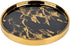 Small Round Black Decorative Tray, Marble Look Jewelry Dish, Makeup Vanity Tray for Dresser
