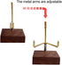 Adjustable Brass Crystal Display Stand with Walnut Base for Mineral Specimens, Rock Display Easel Metal Holder