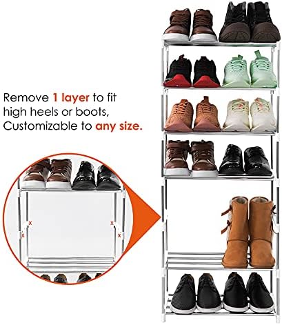 Xerhnan 3-Tier Closet(White) Stackable Small Shoe Rack, Lightweight Shoe Shelf Storage Organizer for Entryway, Hallway