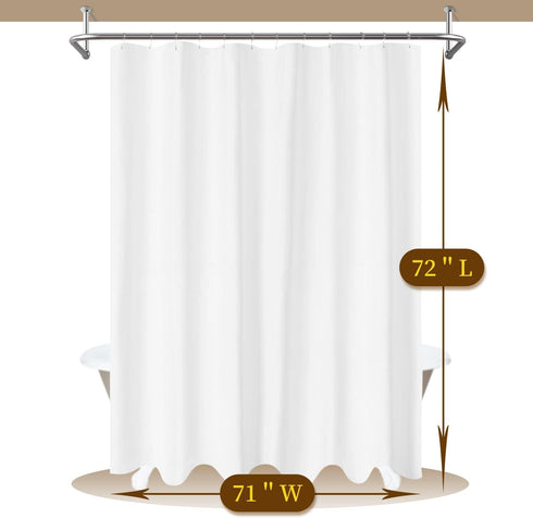 2-Pack Fabric Shower Curtain Liners - Lightweight White Cloth with Magnets, Washable & Water Repellent, 71" W x 72" L