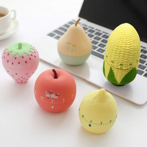 Cute Fruit Cookie Kitchen Timer, Novelty Manual Cooking Alarm, Fun Strawberry Windup for Home Decor