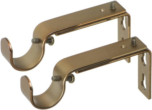 Ivilon Adjustable Brackets for Curtain Rods - Set of 2 for 7/8 or 1 Inch Rods - Warm Gold
