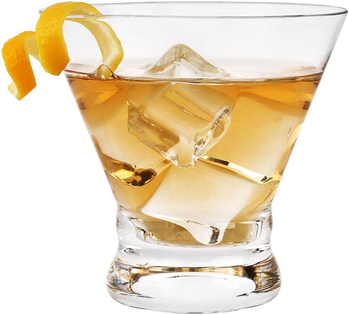 Set 2 8-Ounce Cinched Stemless Clear2Pcs) of Martini Glasses - Design Cocktail Glasses with Heavy Base, Construction