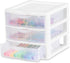 Sterilite Clearview Plastic Multipurpose Small 3 Drawer Desktop Storage Unit, White, 6 Pack