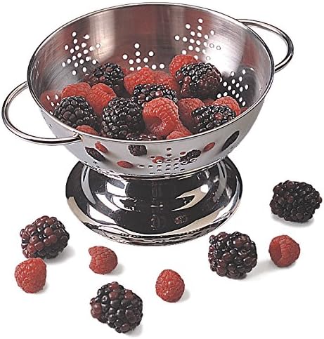RSVP International Mini Colander Strainer, Endurance Kitchen Collection, Pierced Stainless Steel