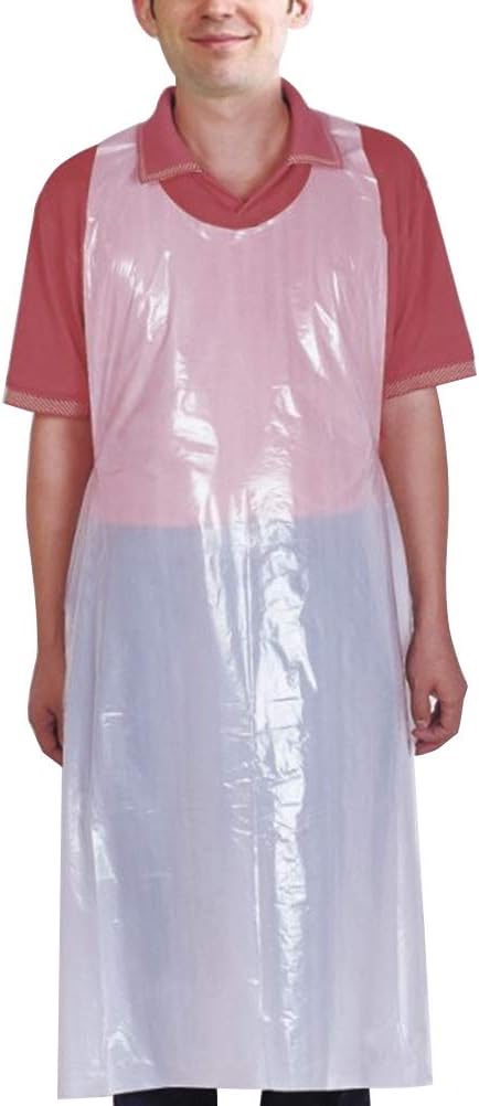 Vankcp 100 Pcs Disposable Aprons, 24'' x 42'' Plastic Waterproof Apron Painting Smock