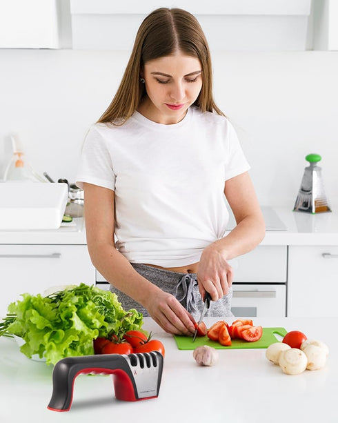 Brigii 4-in-1 Knife Sharpener, Kitchen Accessories for Ceramic Knives, Steel Knives, and Scissors