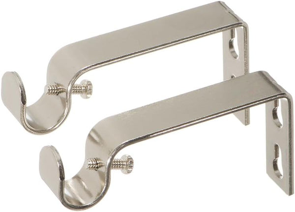 Ivilon Fixed Brackets for Curtain Rods, Set of 2, for 1/2 or 5/8 Inch Rods, Brushed Nickel