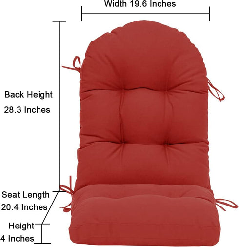 QILLOWAY Outdoor High Back Chair Cushion for Adirondack, All Weather Rocking Chair Cushions Thick Padded Replacement