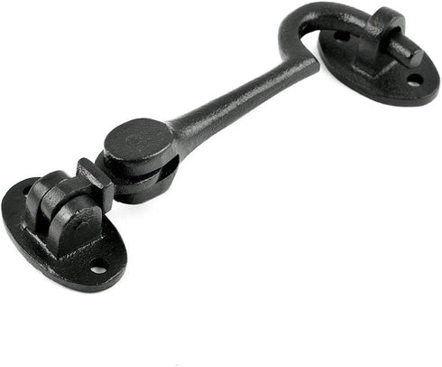 Renovators Supply Manufacturing Door Latch Lock, 4.5 in. Black Wrought Iron Swivel Hook and Eye Latch