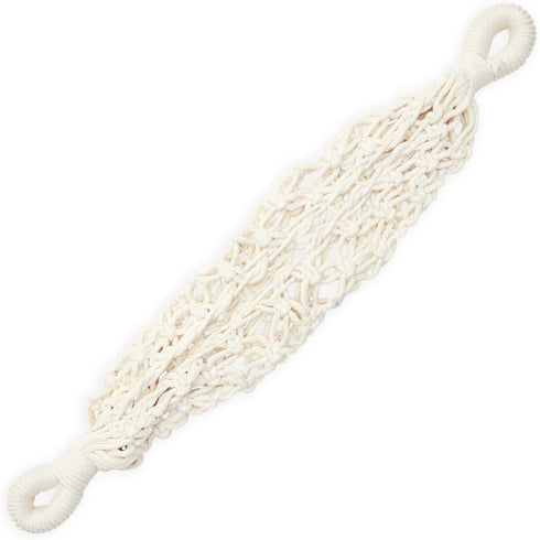 Okuna Outpost Macrame Hanging Fruit Basket Hammock for Kitchen, 6 x 25 x 15 in, White Cotton Modern Under-Cabinet