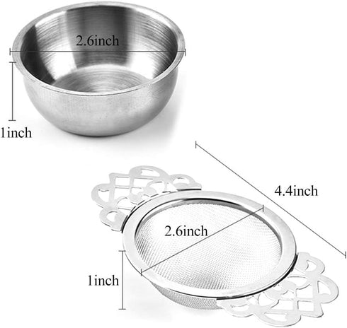4 Set Tea Strainers with Drip Bowls, Loose Leaf Tea Strainers with Double Winged Handles, Extra Fine Mesh Tea Infuser