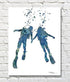 Scuba Divers Abstract Watercolor Art Print - By Artist David J Rogers