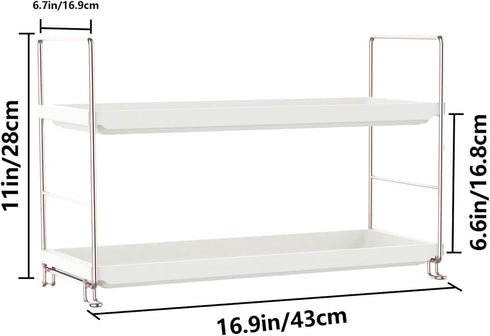 FSyueyun 2-Tier Makeup Shelf Organizer for Vanity, Bathroom Organizer Countertop Large Space Skincare Perfume Organizers or Kitchen Spice Rack (Sliver) by FSyueyun