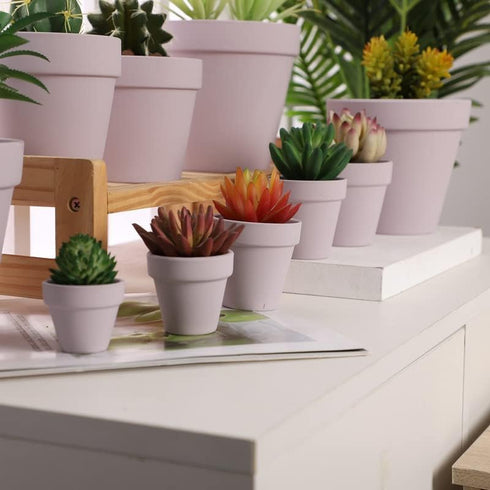Yishang 1.9 Inch Tiny Pink Terracotta Pots, Pack of 12 Mini White Clay Planters with Drainage Holes for Tiny Cactus