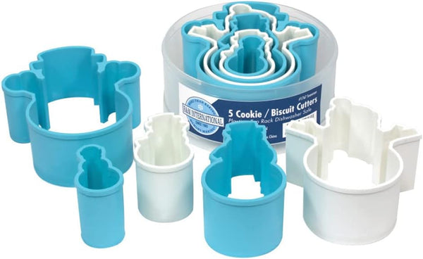 R&M International Snowman Cookie and Biscuit Cutters, 5-Piece Set, Assorted Sizes, Bright Colors
