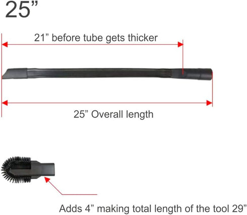 GOODVAC Universal 25" Long Flexible Crevice Tool with Detachable Brush for Dryer Lint