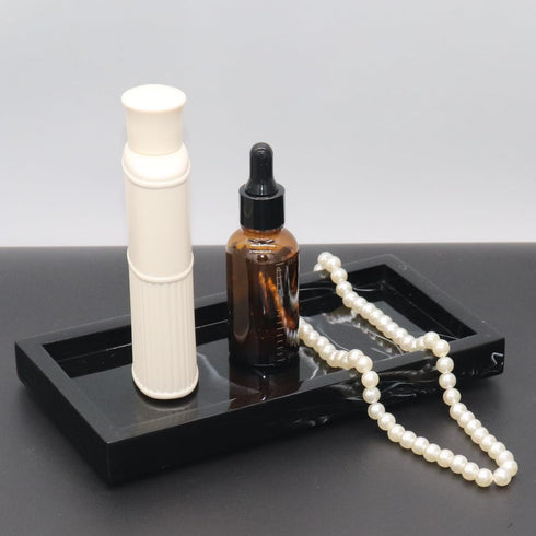 Bathroom Vanity Tray, Black Marble Countertop and Vanity Tray, Resin Tray for Bathroom Decor