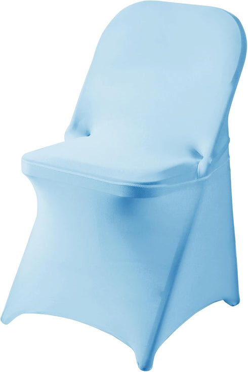 Ascoza 6 Pack Blue Mist Spandex Folding Chair Covers in Stretch Washable