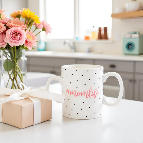 Mom Life Mug, Ceramic Coffee Cup, Ideal Gift for New and Expecting Moms, 13oz, Dishwasher & Microwave Safe