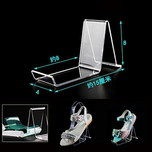 mollensiuer 4Pcs 2 Clear Acrylic Shoe Display Stands - Pair Rack Holders