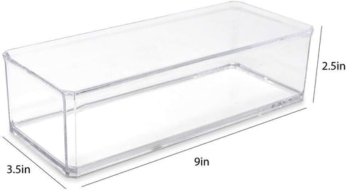 Isaac Jacobs Clear Acrylic Rectangular Stackable Storage Organizer, 9" L x 3.5" W x 2.5" H, Multi-Functional