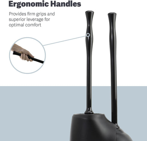 Casabella Bowl Brush & Plunger Combo - Heavy-Duty Toilet Plunger and Cleaning Brush, Ergonomic Handles, Durable Bowl
