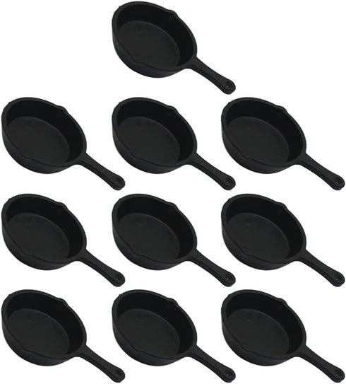 ARTIBETTER 10pcs Mini Cast Iron Skillet Set, Small Frying Pan for Dollhouse Kitchen Accessories
