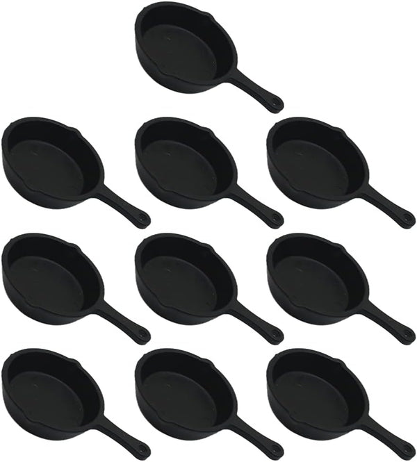 ARTIBETTER 10pcs Mini Cast Iron Skillet Set, Small Frying Pan for Dollhouse Kitchen Accessories