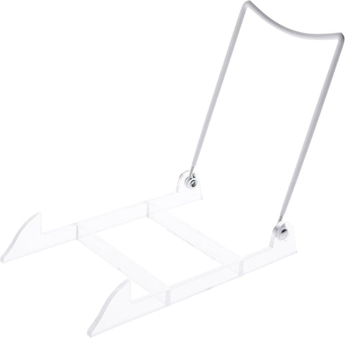 Bard's Folding White and Clear Plastic Easel Stand, 6" H x 5" W x 8" D