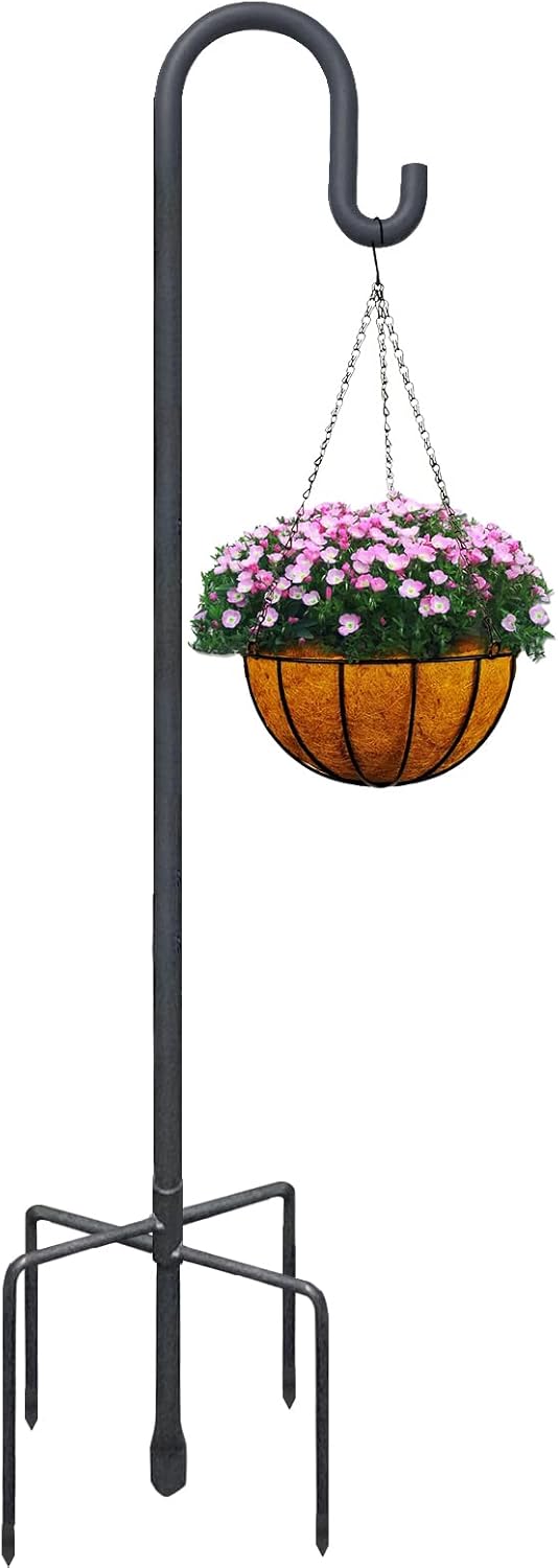 Highpro 63" Shepherds Hooks for Outdoor, Heavy Duty Bird Feeder Pole with