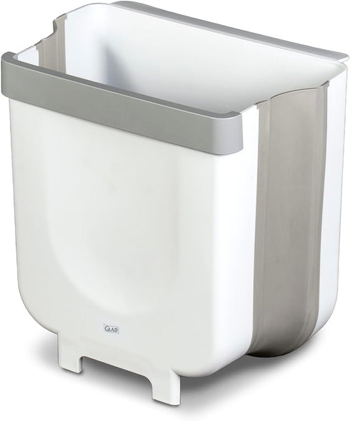 Glad Roomate Collapsible Waste Bin, 2 Gallon, Compact Travel Trash Can with Expandable Design