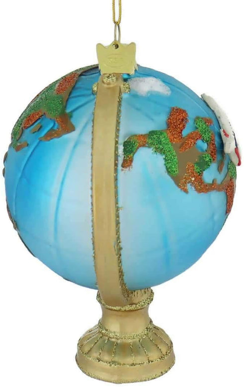 Kurt Adler Noble Gems Globe with Airplane Christmas Ornament