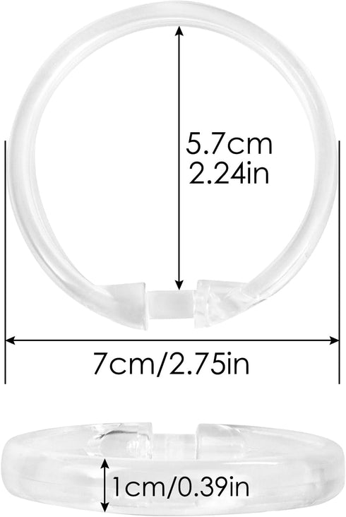 Qulable 12 Pack Shower Curtain Rings - Plastic O-Shaped Hooks Glide Easily on Bathroom Rod (Clear)