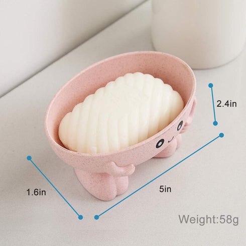 Soap Holder, Cute Soap Dish for Kids, Creative Bar Soap Tray for Shower and Kitchen Countertop - Pink