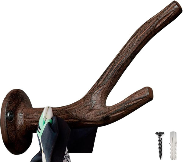 Cast Iron Branch Wall Mounted Hook for Coat, Jacket, Vintage Decorative Hook with Screws and Anchors