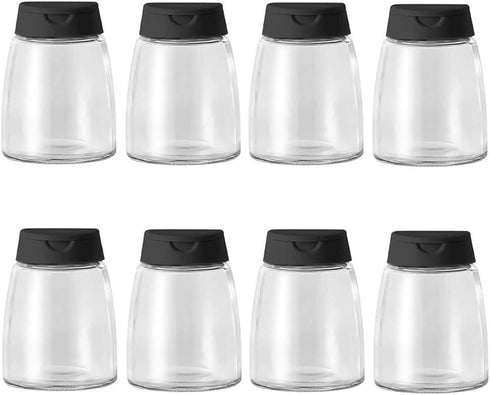 Celiseaya (8PCS Glass Spice Jars, Double Lids Seasoning Shakers Glass Bottles Spice Shakers Sifter Barbecue Salt