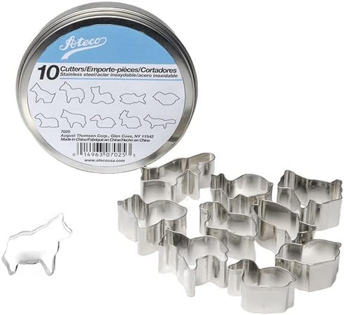 Ateco Plain Edge Animal Cutters, Stainless Steel, 10 Pc Set