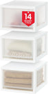 IRIS USA 14.5 Qt. Plastic Drawer Storage Organizer, 3-Pack Stacking Drawers for Bedroom, Kitchen, Office, White