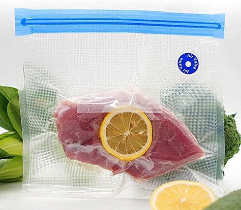 Vacuum Sealer Zipper Bags, Sous Vide Bags for Food, BPA Free, Reusable, Resealable with Air Valve, 15 Pcs