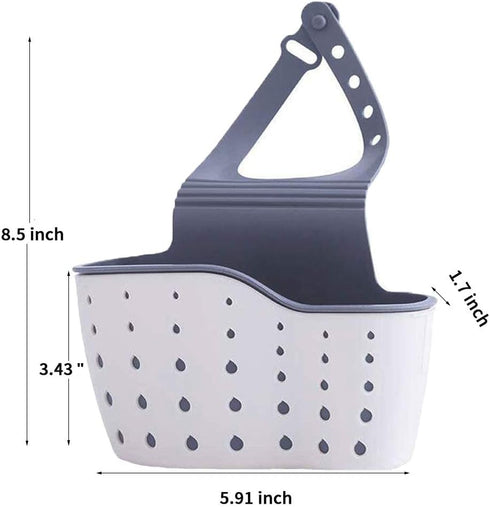 EC ELEGANTCHARM Kitchen Sink Caddy Sponge Holder Silicone Plastic Soap Holder Hanging Ajustable Strap Faucet Caddy