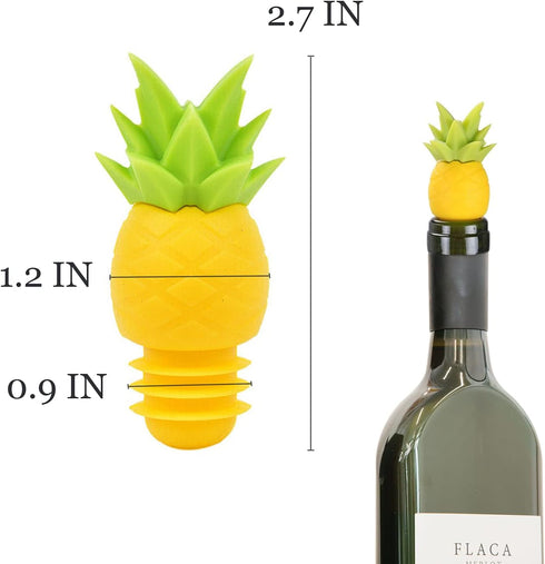 4Pcs Wine Stoppers for Wine Bottles - Pineapple Wine Stopper Wine Bottle Caps Reusable Wine Bottle Stopper Silicone Wine Stopper - Pineapple Bottle Stopper Wine Bottle Sealer Funny Wine Stopper by DIMROM